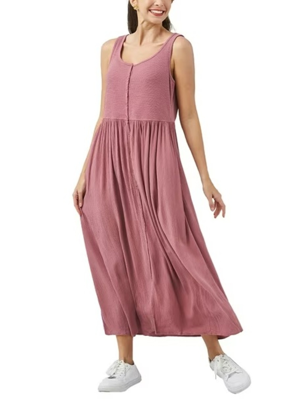 Frye Dusty Mauve Button Front Maxi Dress with Pockets Size Medium